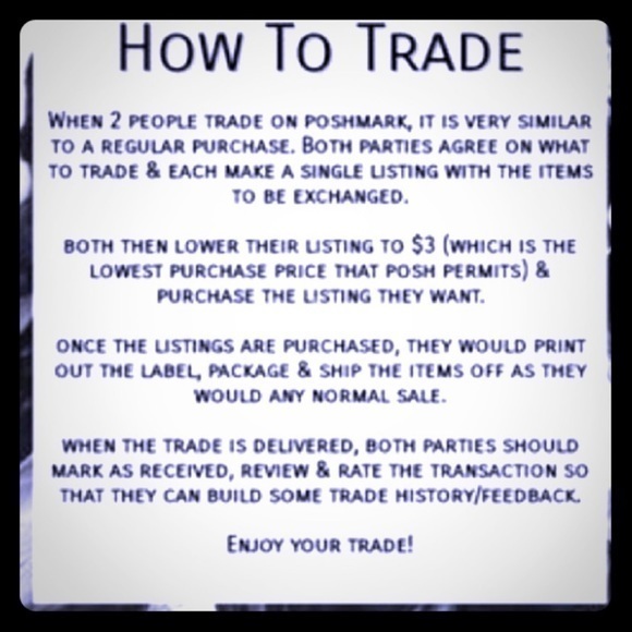 HOW TO TRADE ON POSHMARK - Picture 1 of 4